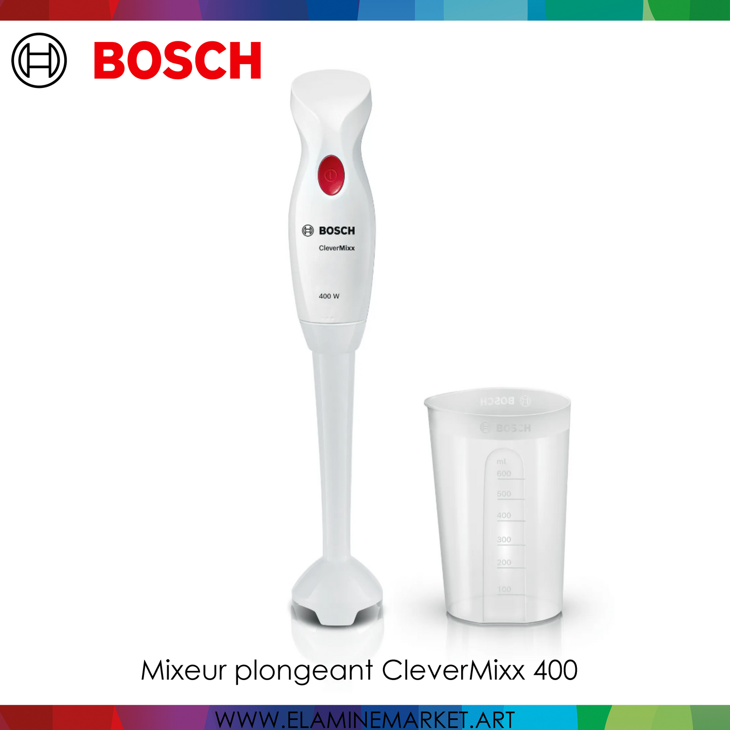 Mixeur plongeant CleverMixx 400 W Blanc, rouge profond